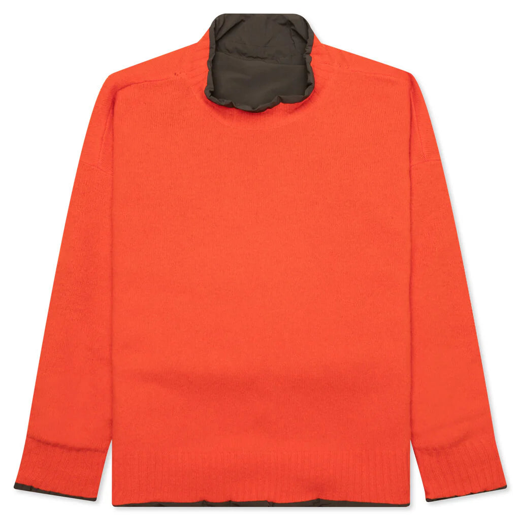 Reversible Knit Pullover Orange Khaki