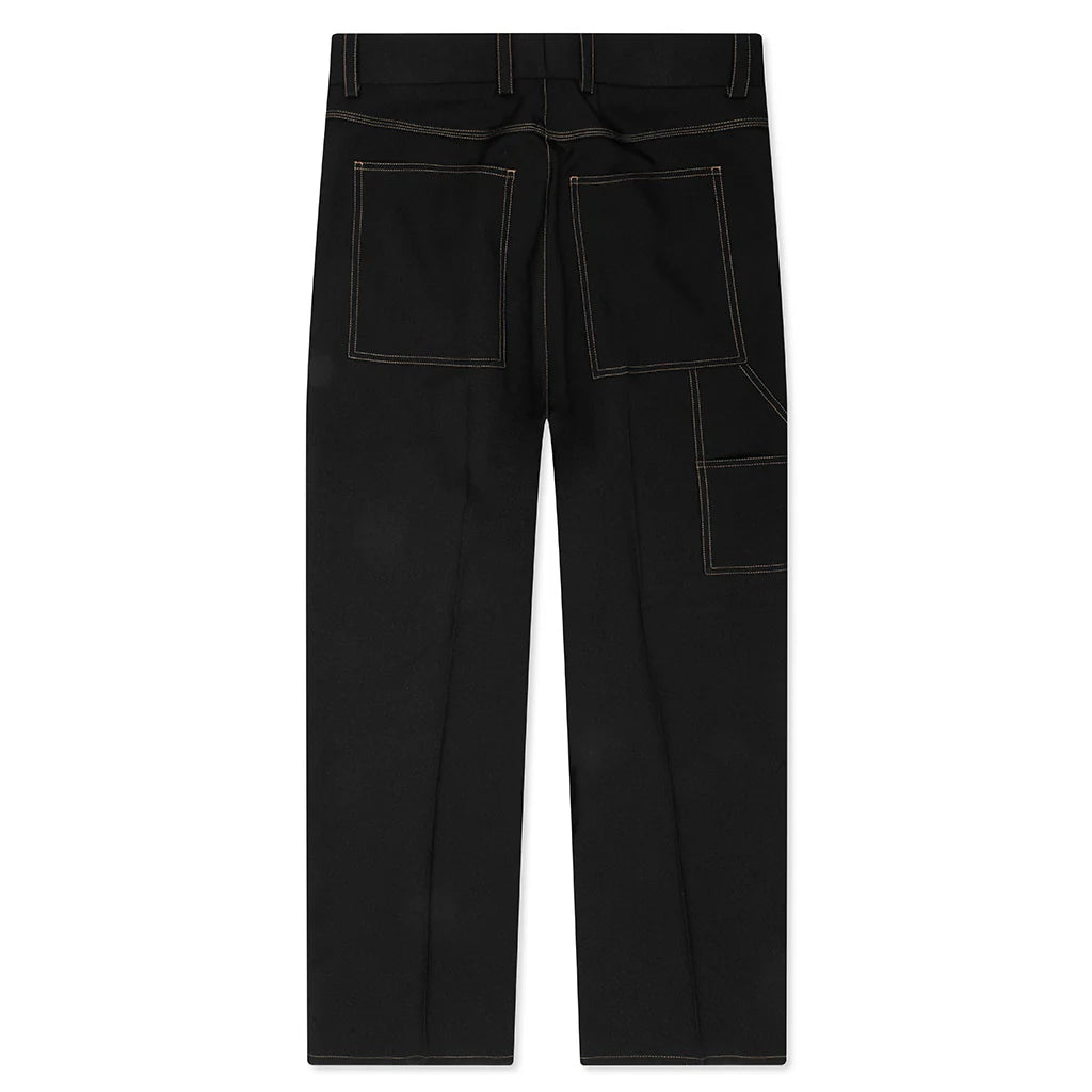 Recycled Polyester Gabardine Loose Fit Trousers Black