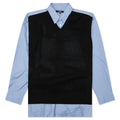 Mixed Material Shirt Sax Navy