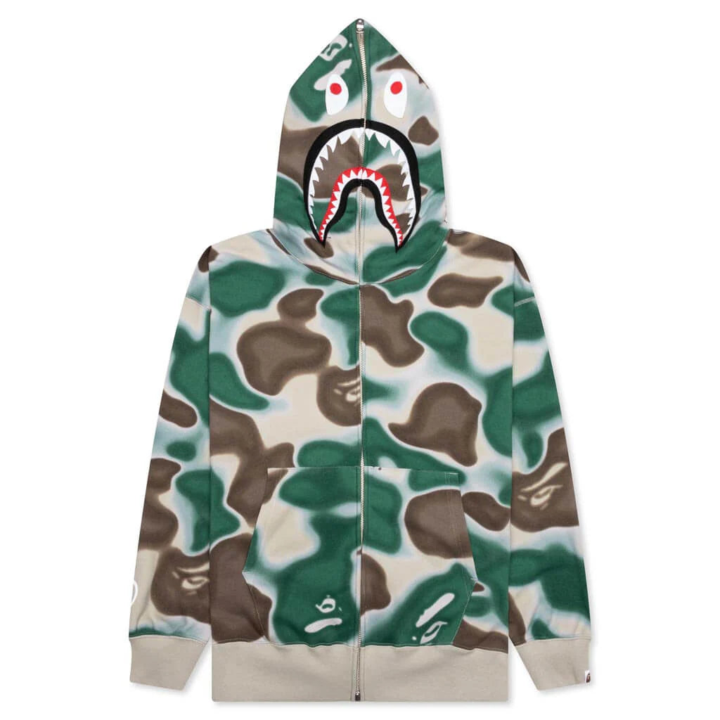 Liquid Camo Shark Relaxed Fit Full Zip Hoodie Olive Drab