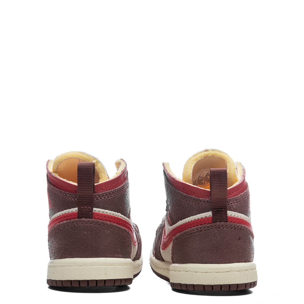 Jordan 1 Mid SE TD Coconut Milk Varsity Red Dark Pony