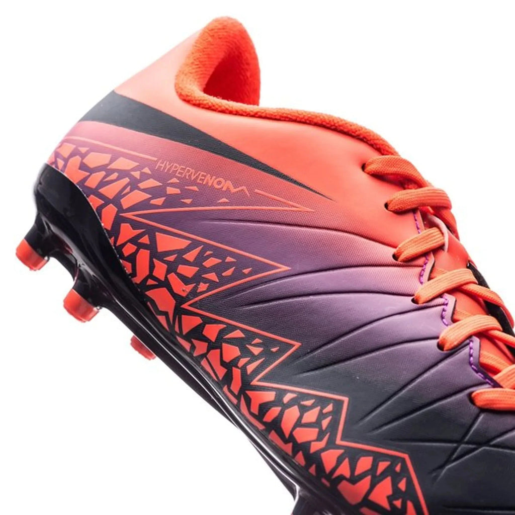 Nike JR Hypervenom Phelon II FG Soccer Cleats Total Crimson Obsidian Vivid Purple