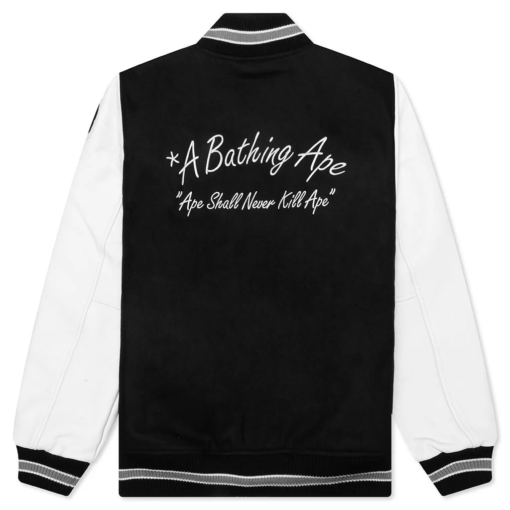 Embroidery Varsity Jacket Black