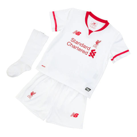 New Balance 2015 2016 Liverpool Away Little Boys Mini Kit White
