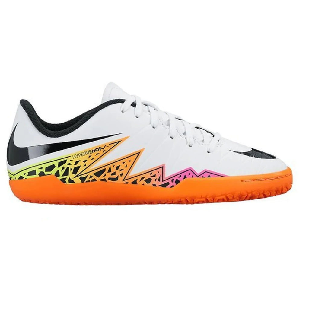 Nike JR HyperVenom Phelon II IC Indoor Shoes White Black Orange Volt