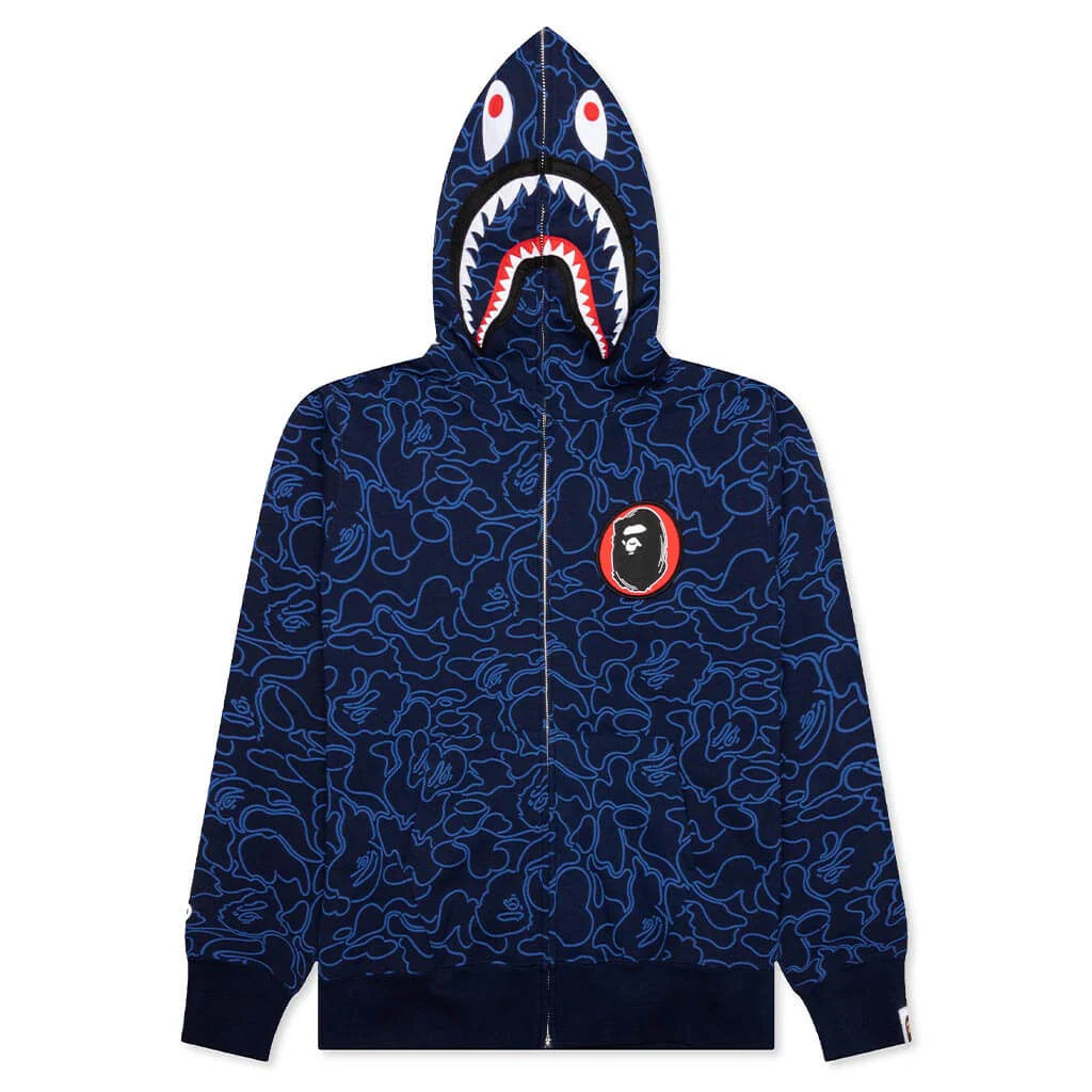 Bape 30th Anniversary Line Camo Shark Full Zip Hoodie Navy