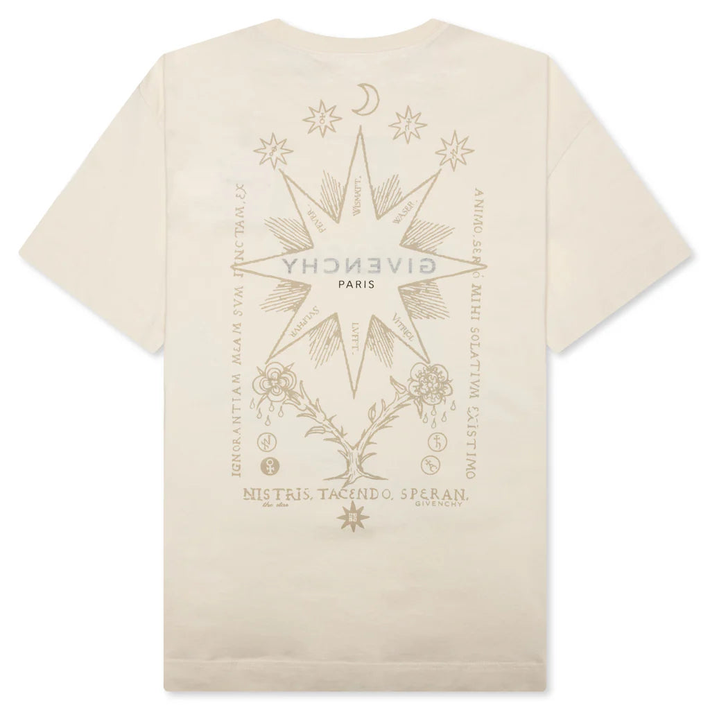 Reverse Cotton with Tarot Print T Shirt Ivory