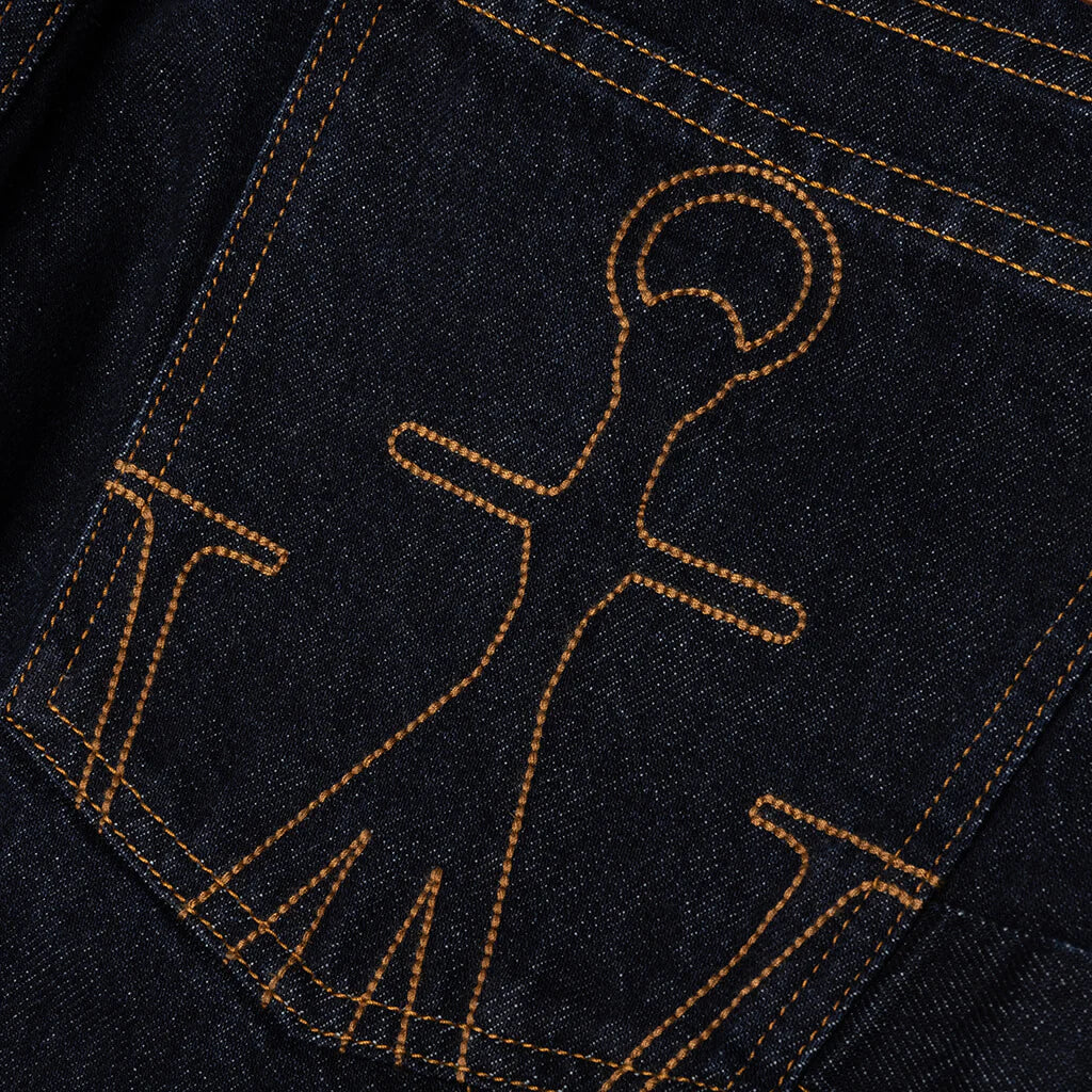 Logo Grid Turn up Workwear Jeans