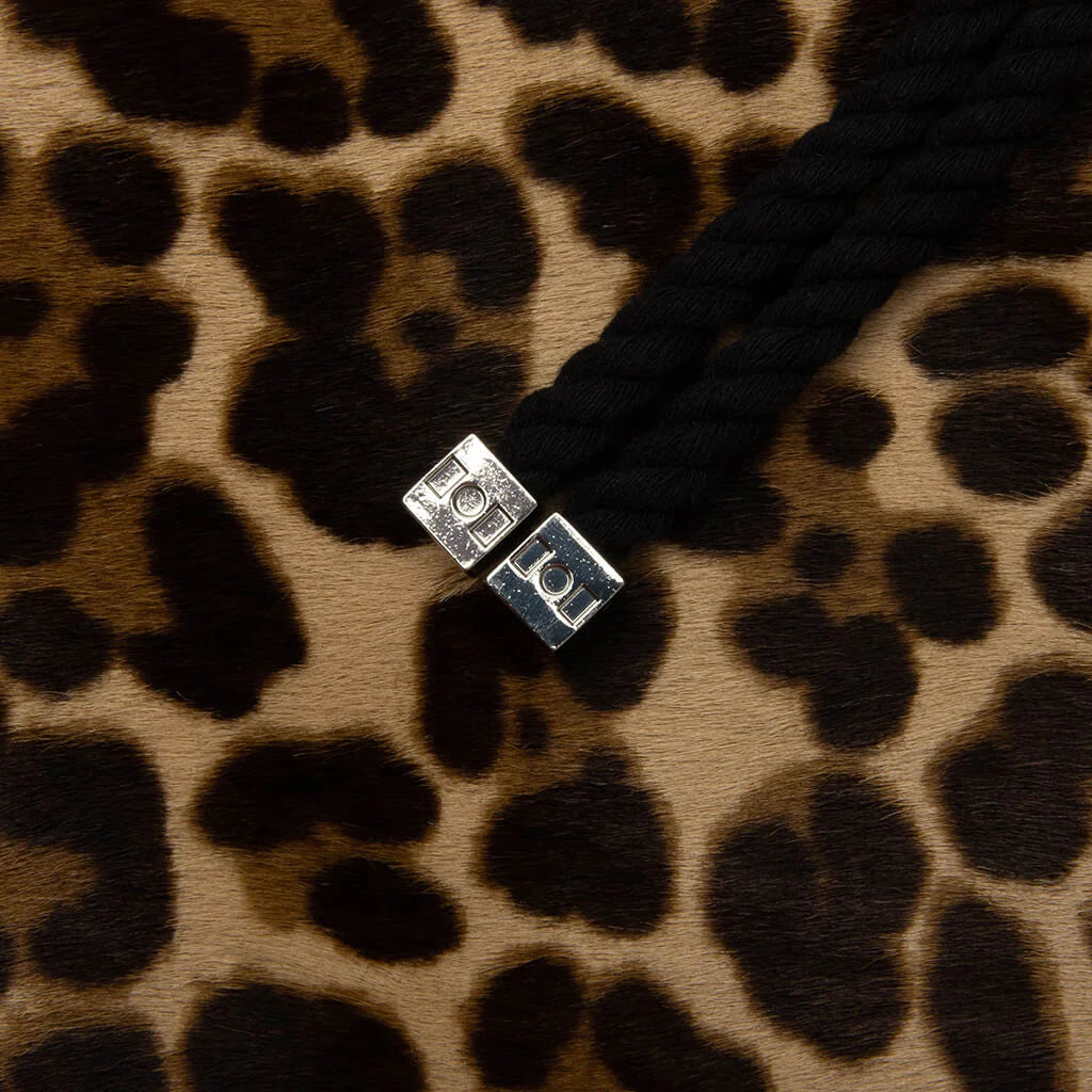 Leopard Print Calf Hair Basketball Shorts Brown Leopard