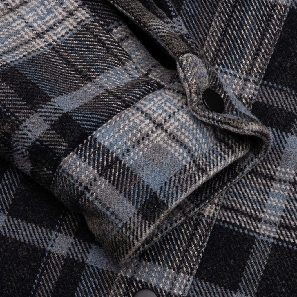 Heavy Washed Plaid Shirt Blue