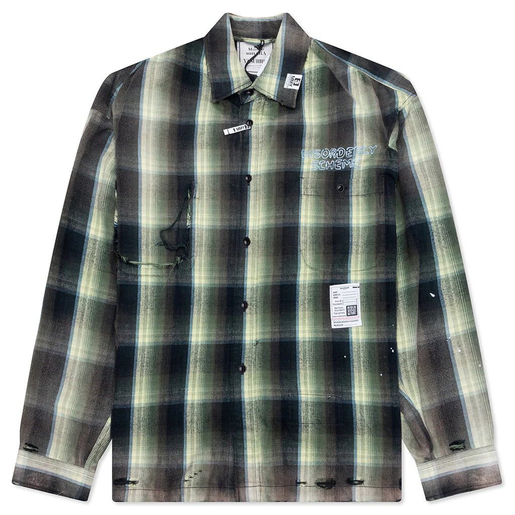 Vintage Like Check L S Shirt Green