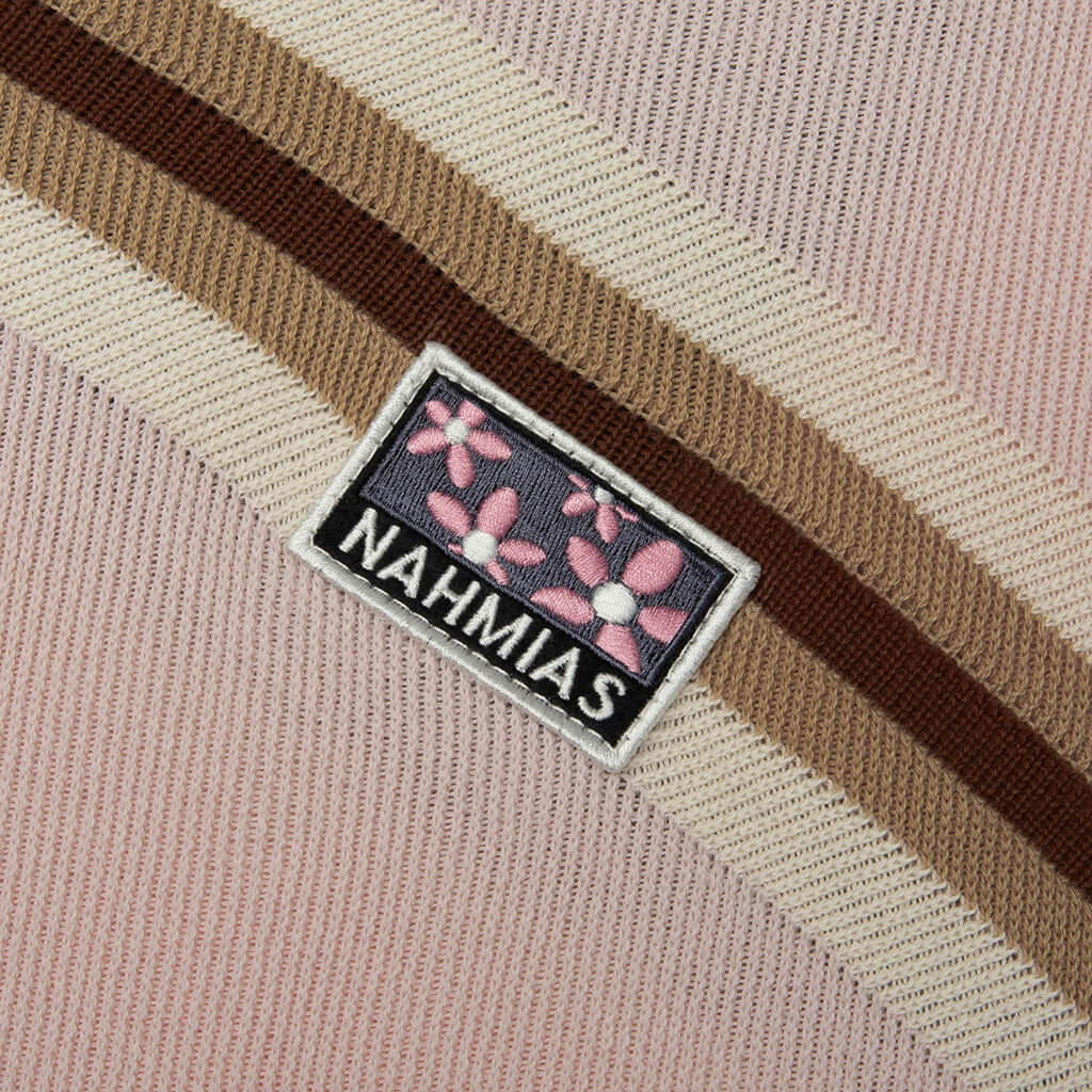 Knit Striped Polo Soft Pink Stripe