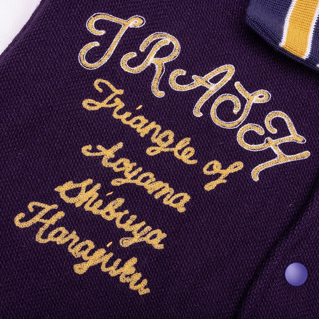 Wool Melton Lettered Jacket Purple