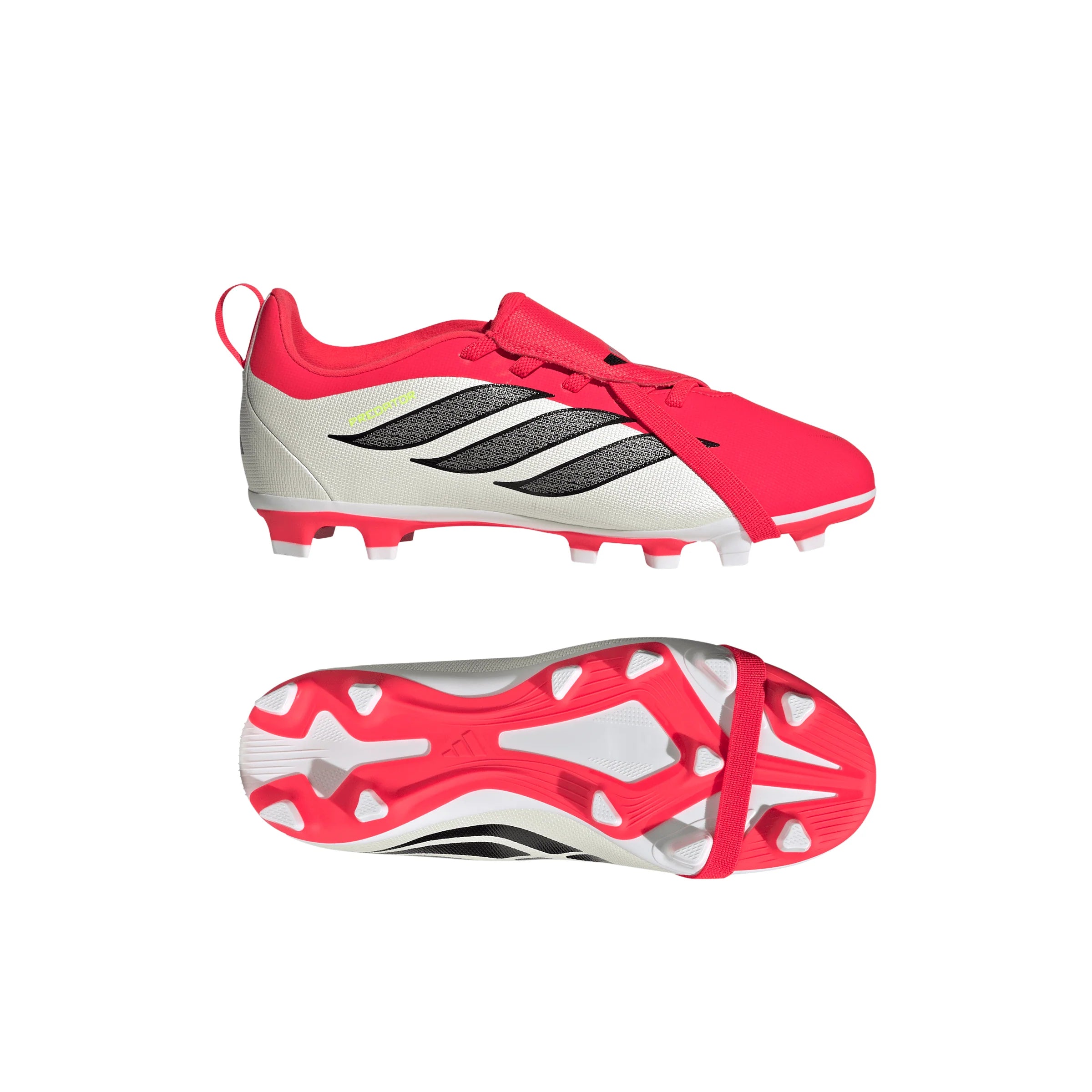 adidas Predator Club Fold Over Tongue Elastic Laces FG MG Youth Soccer Cleats Red Black White