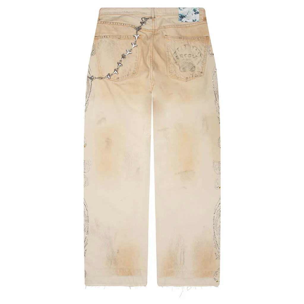 Denim with Chain Jean Dirty White