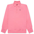 Logo Embroidered Long Sleeve Polo Shirt Candy Pink