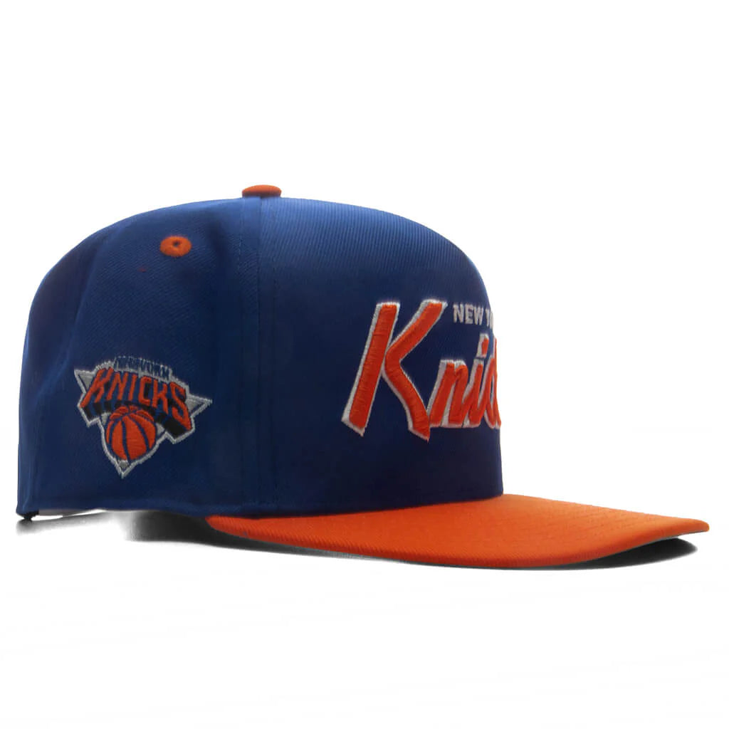 9FIFTY A Frame Curved Hardwood Classics Script Snapback New York Knicks