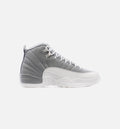 Air Jordan 12 Retro Stealth Grade School Lifestyle Shoe White Grey Free Shipping