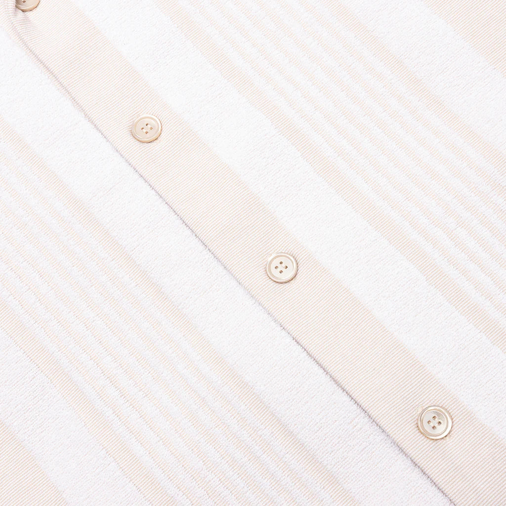 Stripped Cotton Towelling Boxy Fit Shirt White Beige