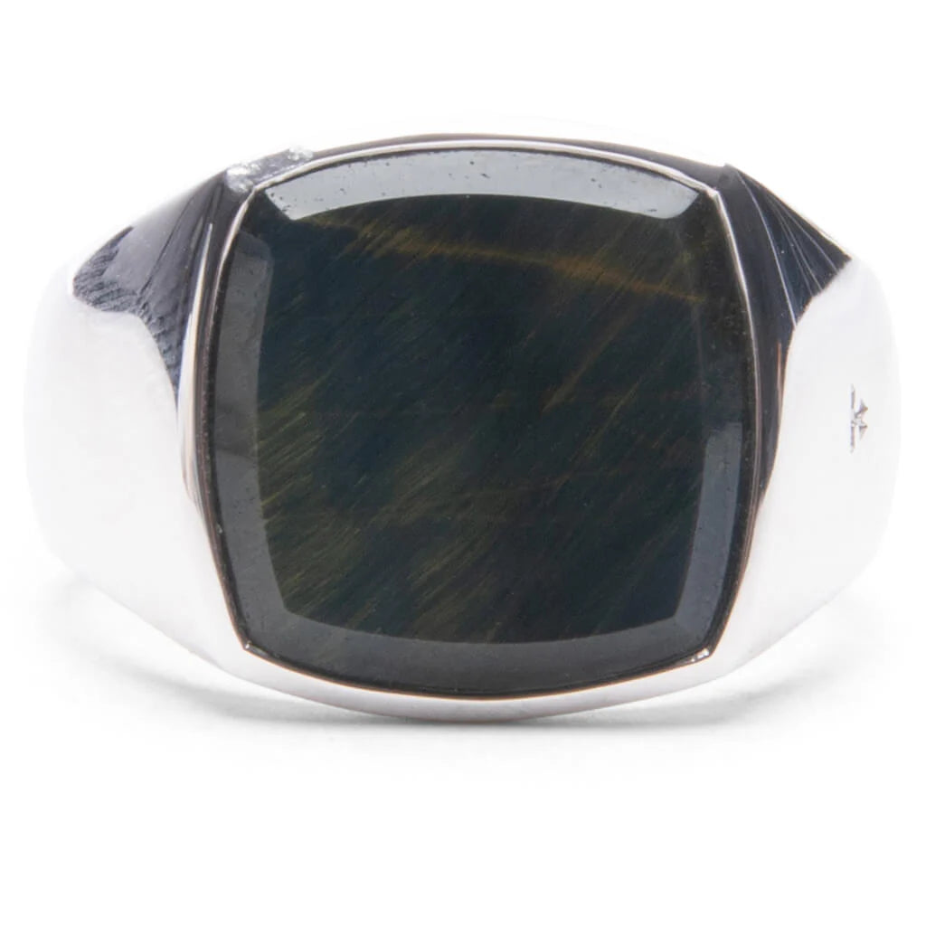 Cushion Blue Hawk Eye M 925 Sterling Silver