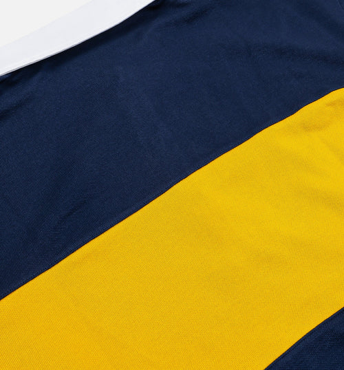 NSW Oversized Polo Top Womens Short Sleeve Shirt Midnight Navy Dark Sulphur White White