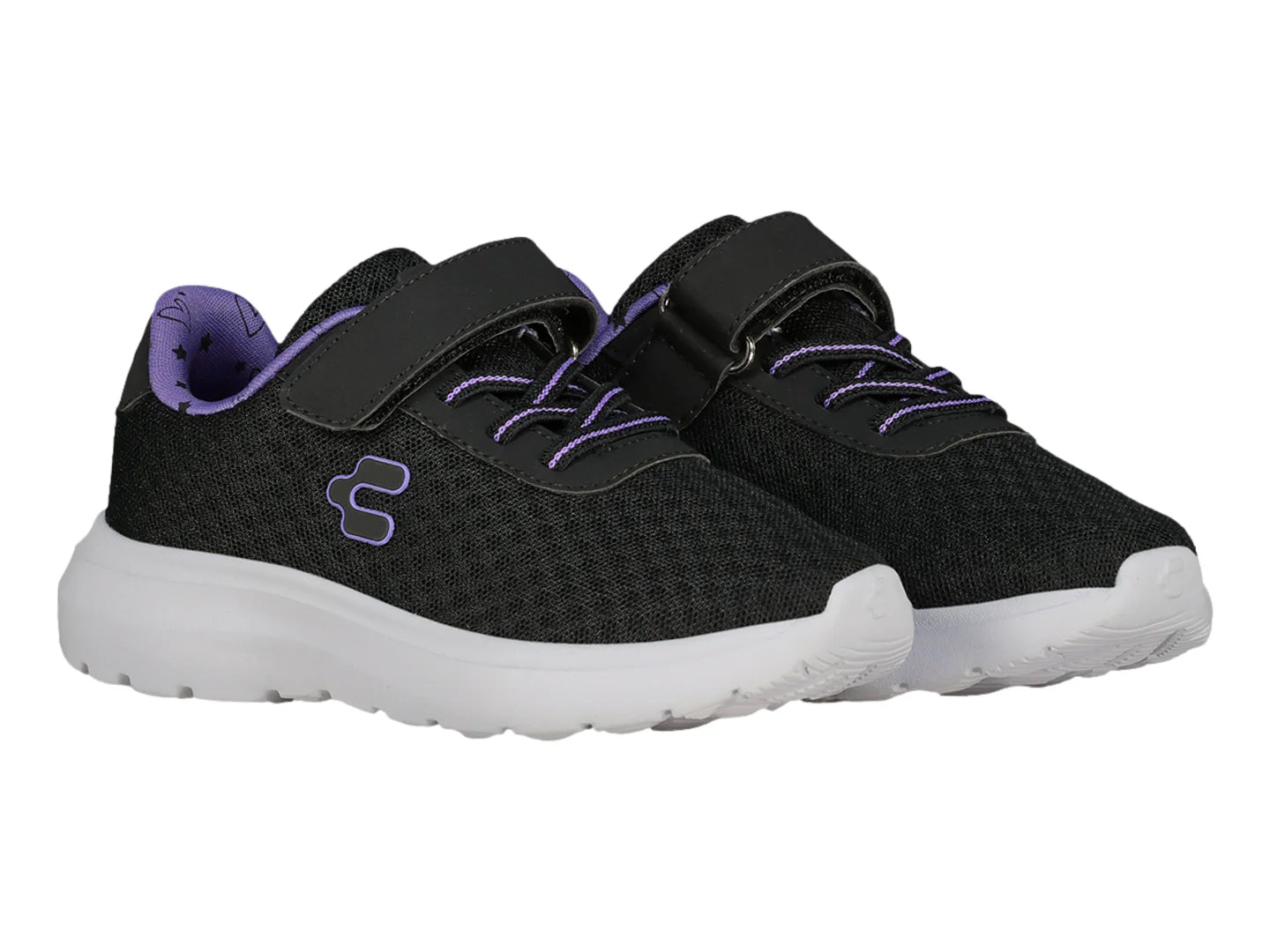 Tenis Charly Road Casual Negro y Morado para Niña