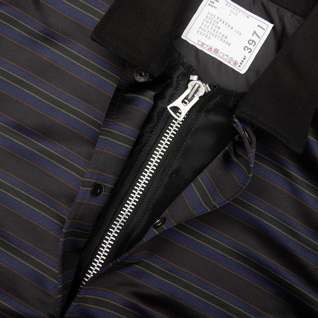 Horizontal Stripe Blouson Black Navy
