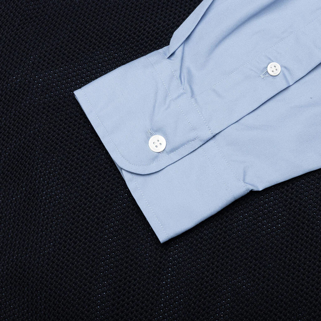 Mixed Material Shirt Sax Navy