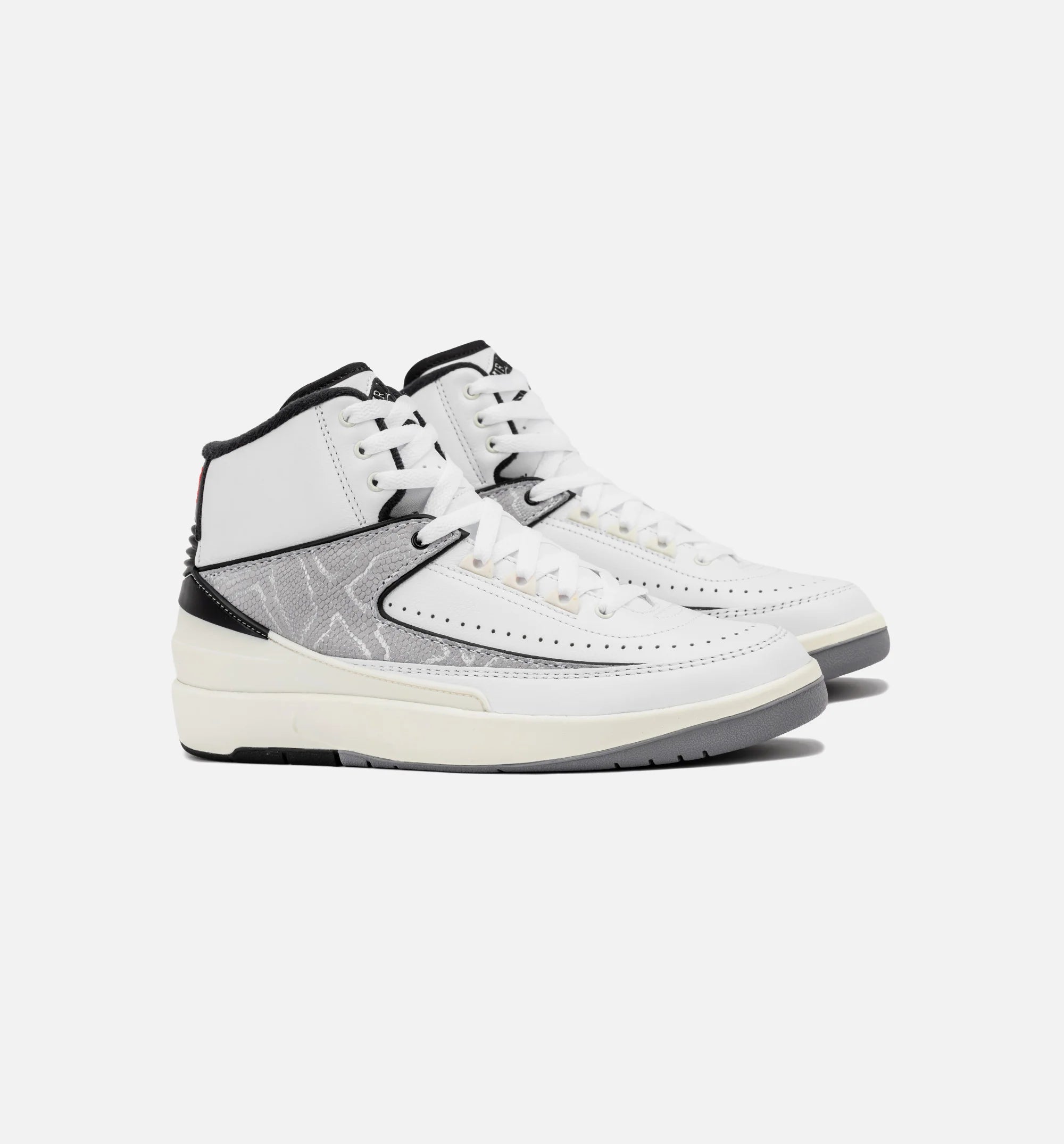 Air Jordan 2 Retro Python Grade School Lifestyle Shoe White Fire Red Black Sail Cement Grey