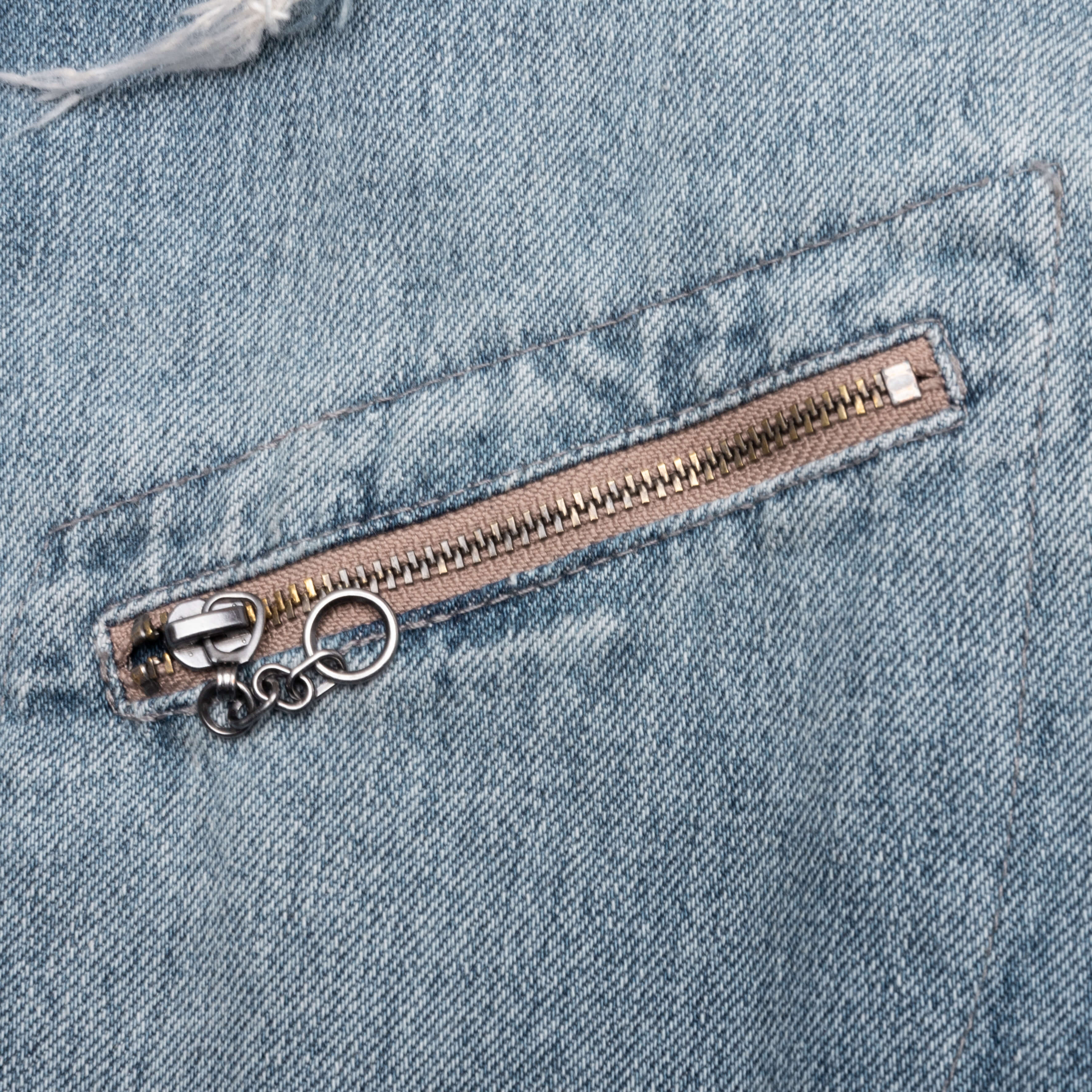 Denim Jacket with Corduroy Collar Light Blue