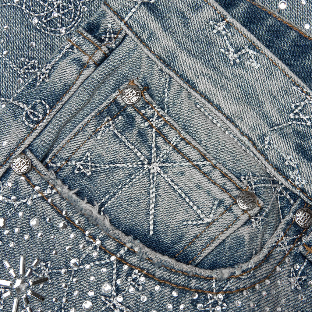 20K Zodiac Diamond Denim Pants Blue