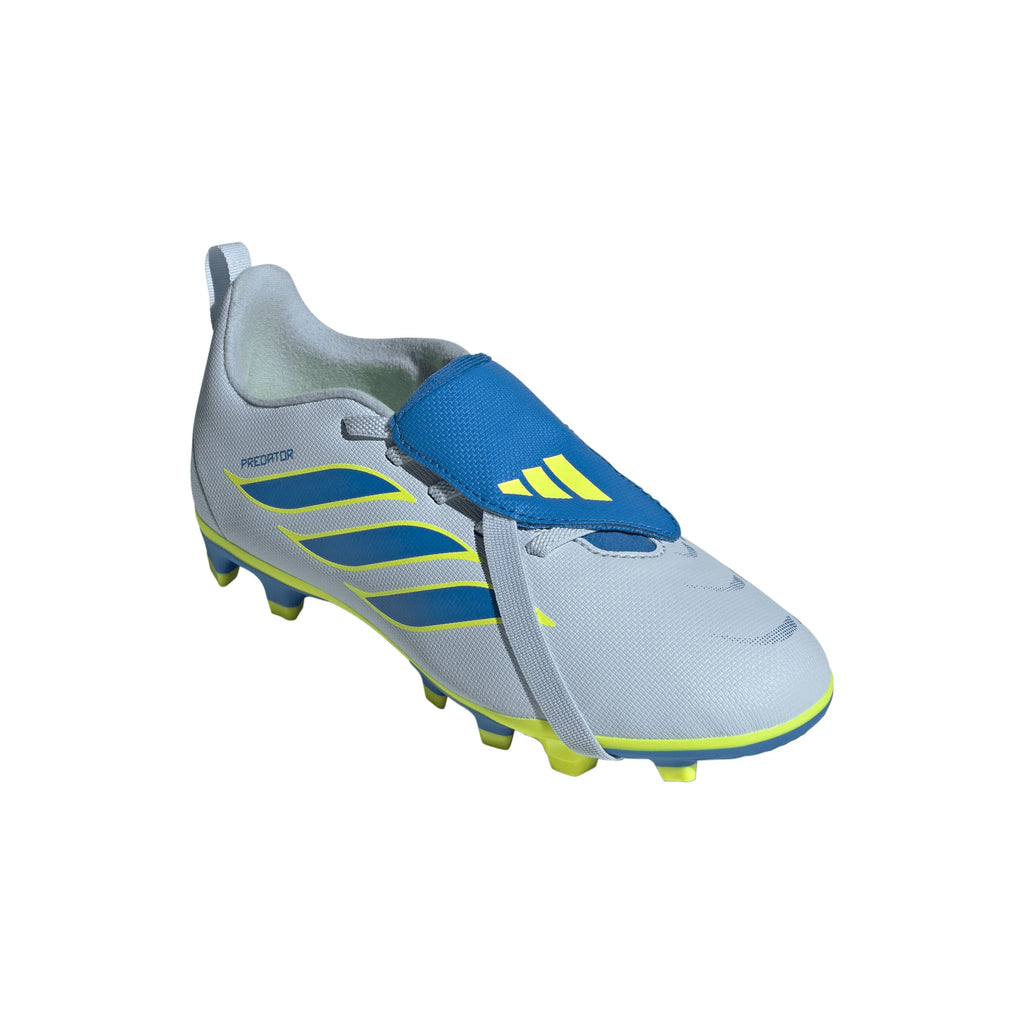 adidas Predator Club Fold Over Tongue Elastic Laces FG MG Firm Ground Multi Ground Youth Soccer Cleats Sky Blue Yellow