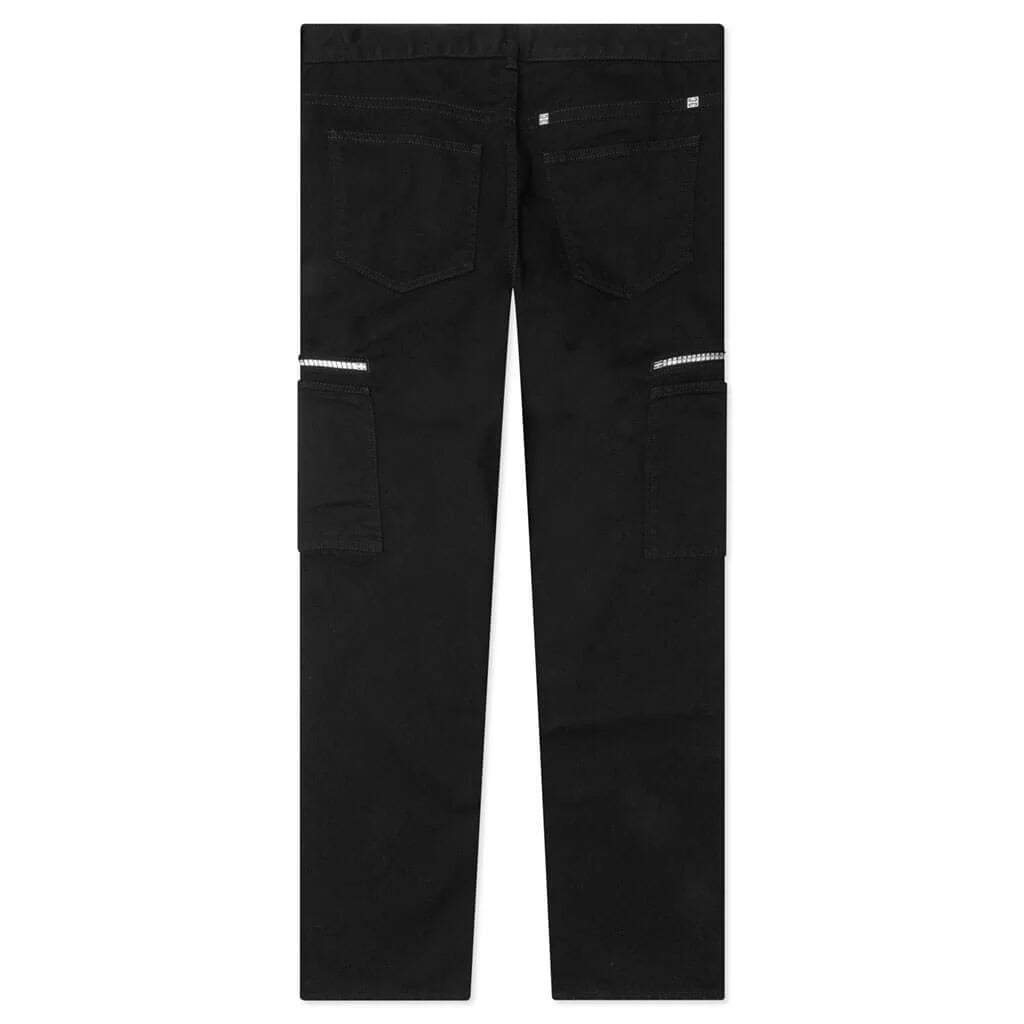 Loose Fit Pant w Cargo Pocket and Zip Black