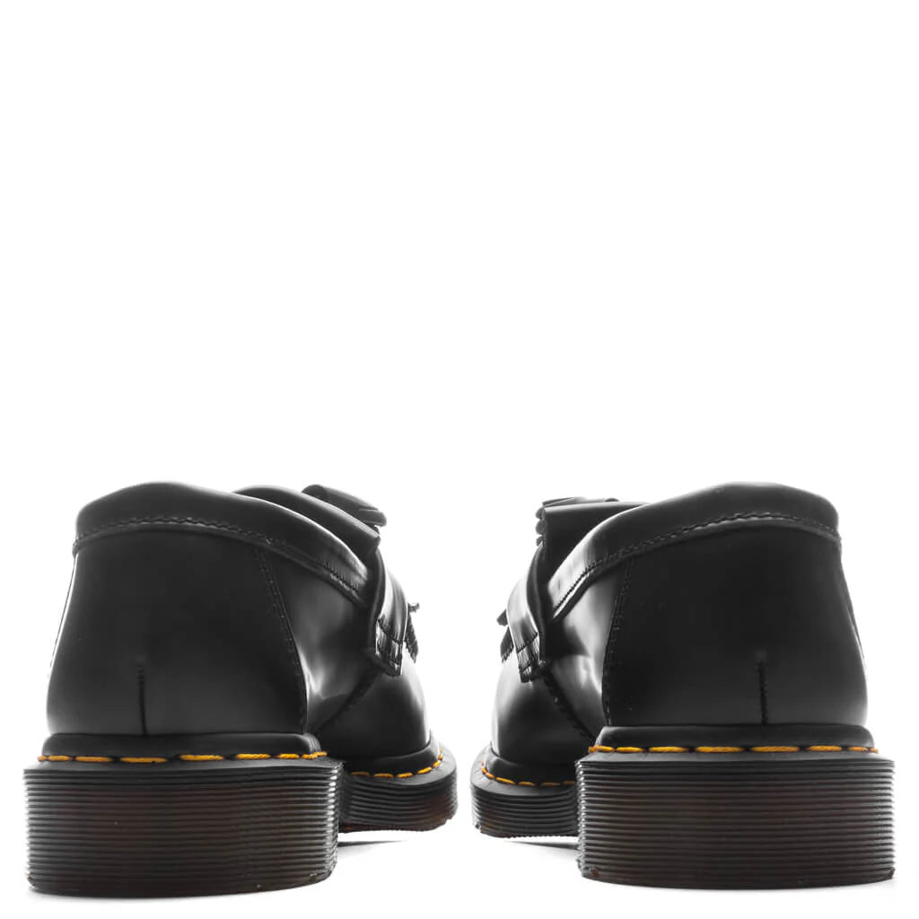 Adrian Yellow Stitch Leather Tassel Loafers Black Smooth