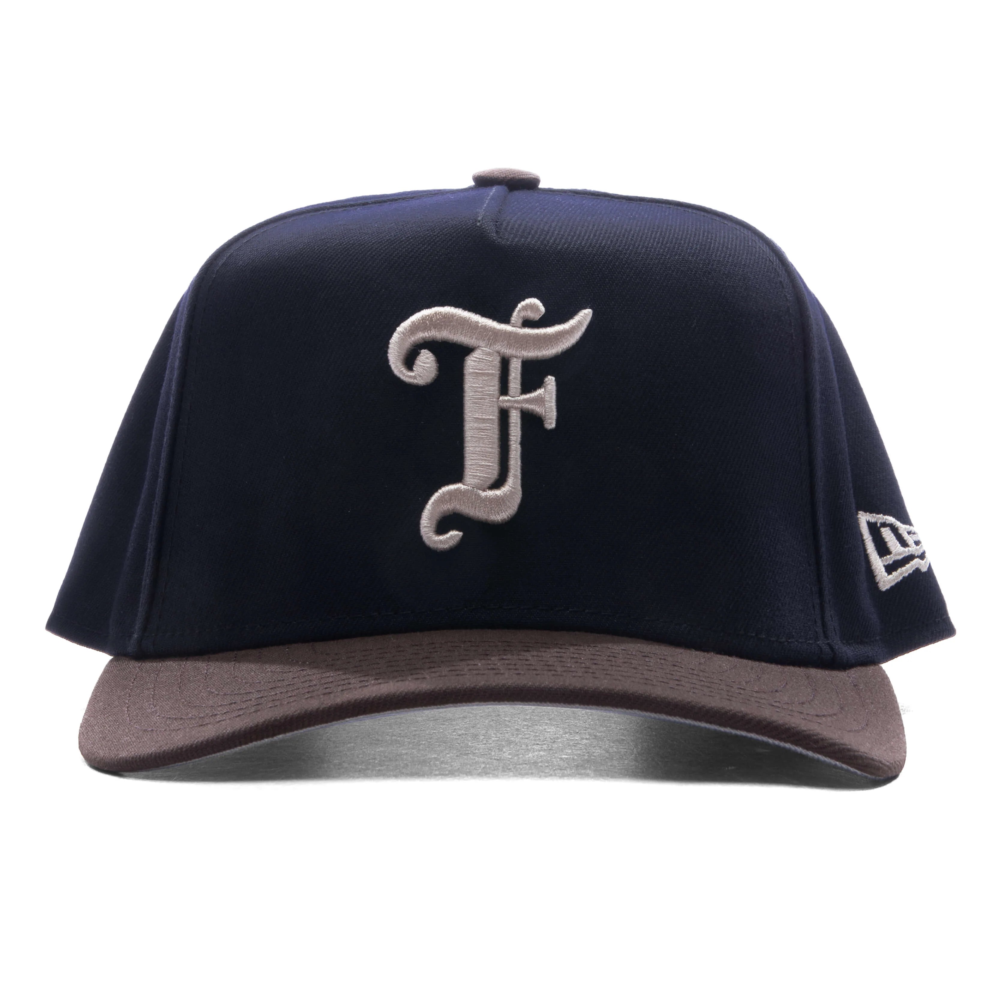 FEATURE x New Era 9FIFTY Curved A Frame Old English F Snapback Navy Walnut