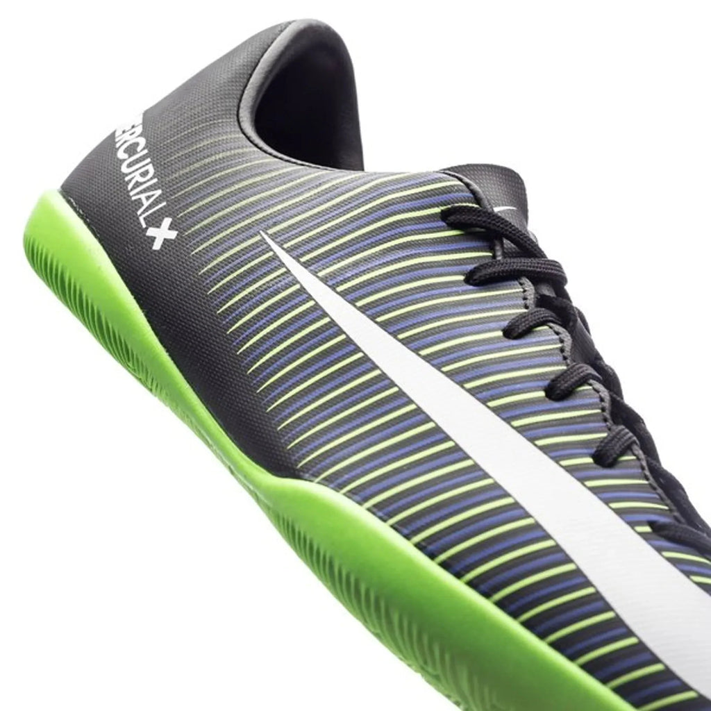 Nike Jr MercurialX Vapor XI IC Indoor Soccer Shoes Black White Electric Green