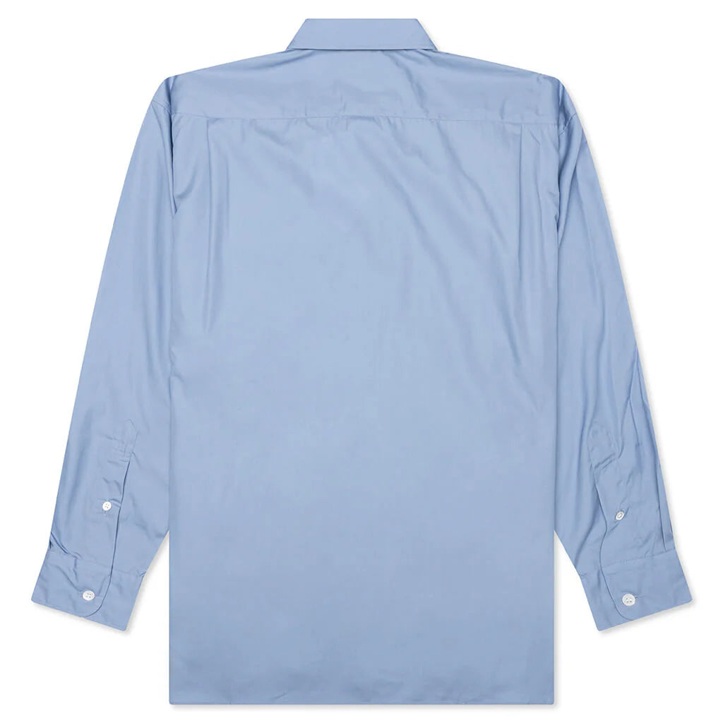 Mixed Material Shirt Sax Navy