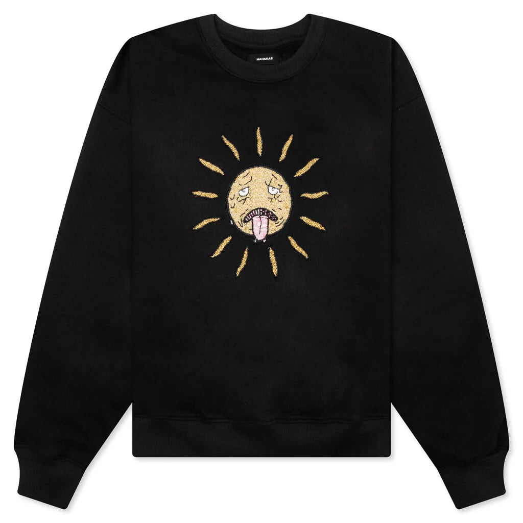 Beaded Sun Crewneck Worn Black
