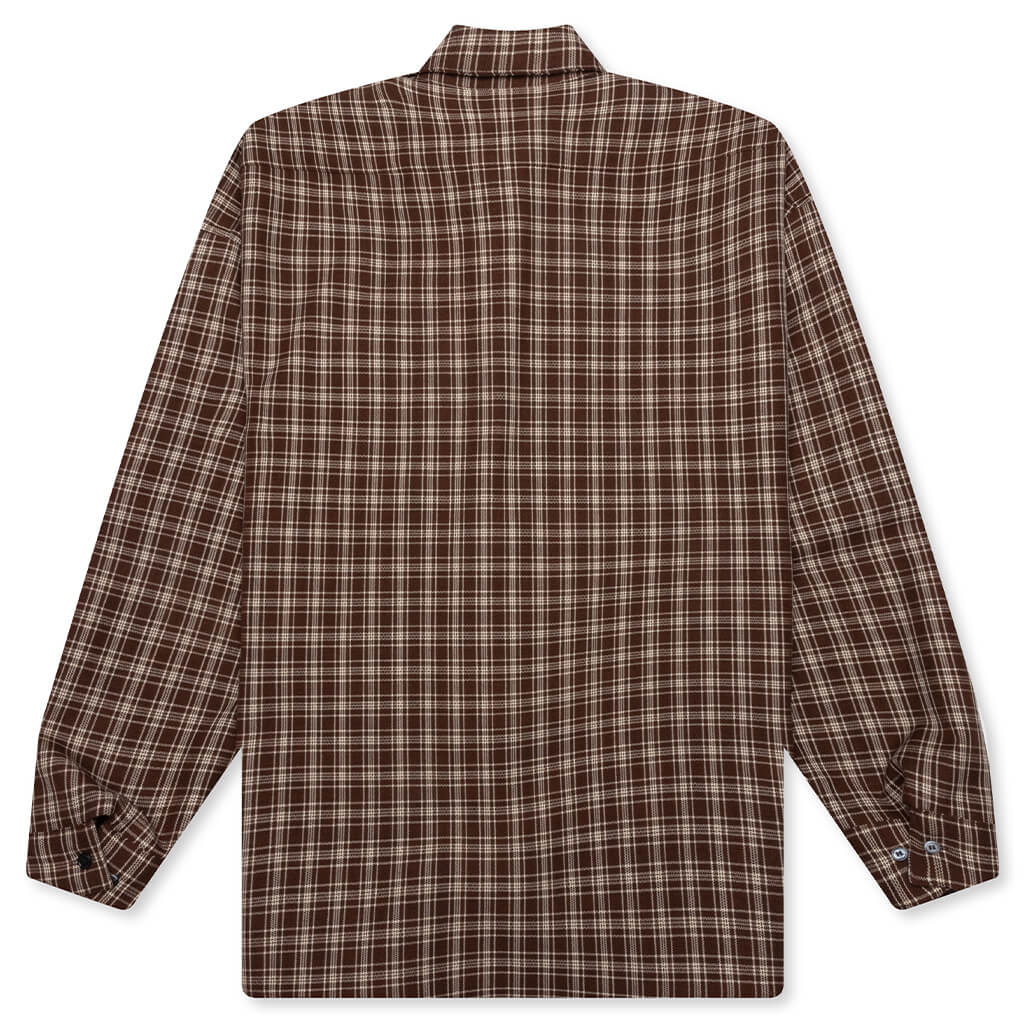 Check Grain De Poudre Wool Shirt Maroon