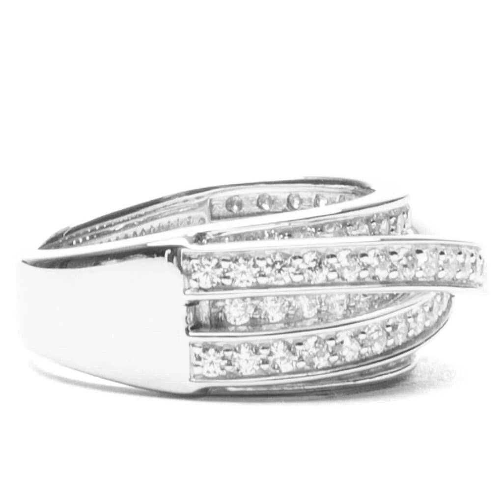 Orb Ring Slim Clear White 925 Sterling Silver