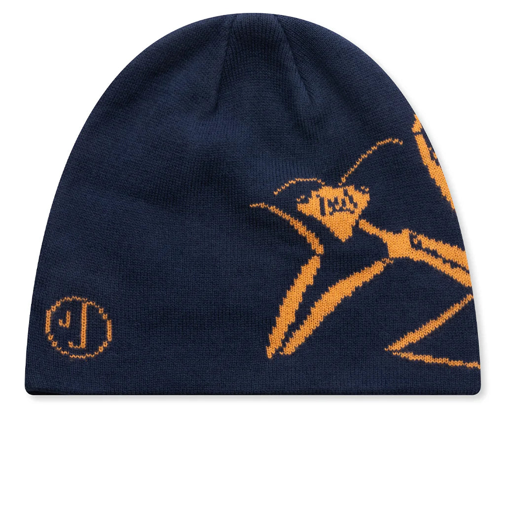 Praying Mantis Beanie Navy Blue