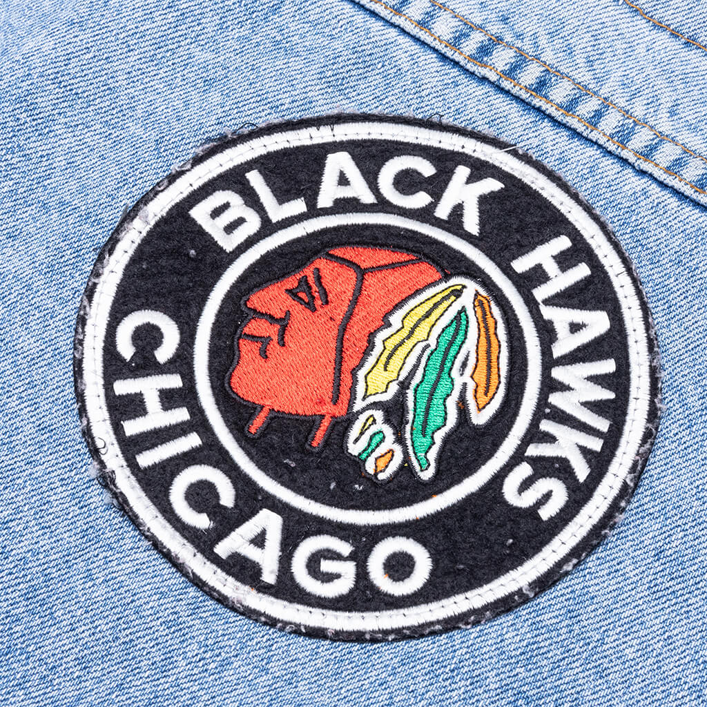 Charlatan Reversible Denim Baseball Jacket Indigo