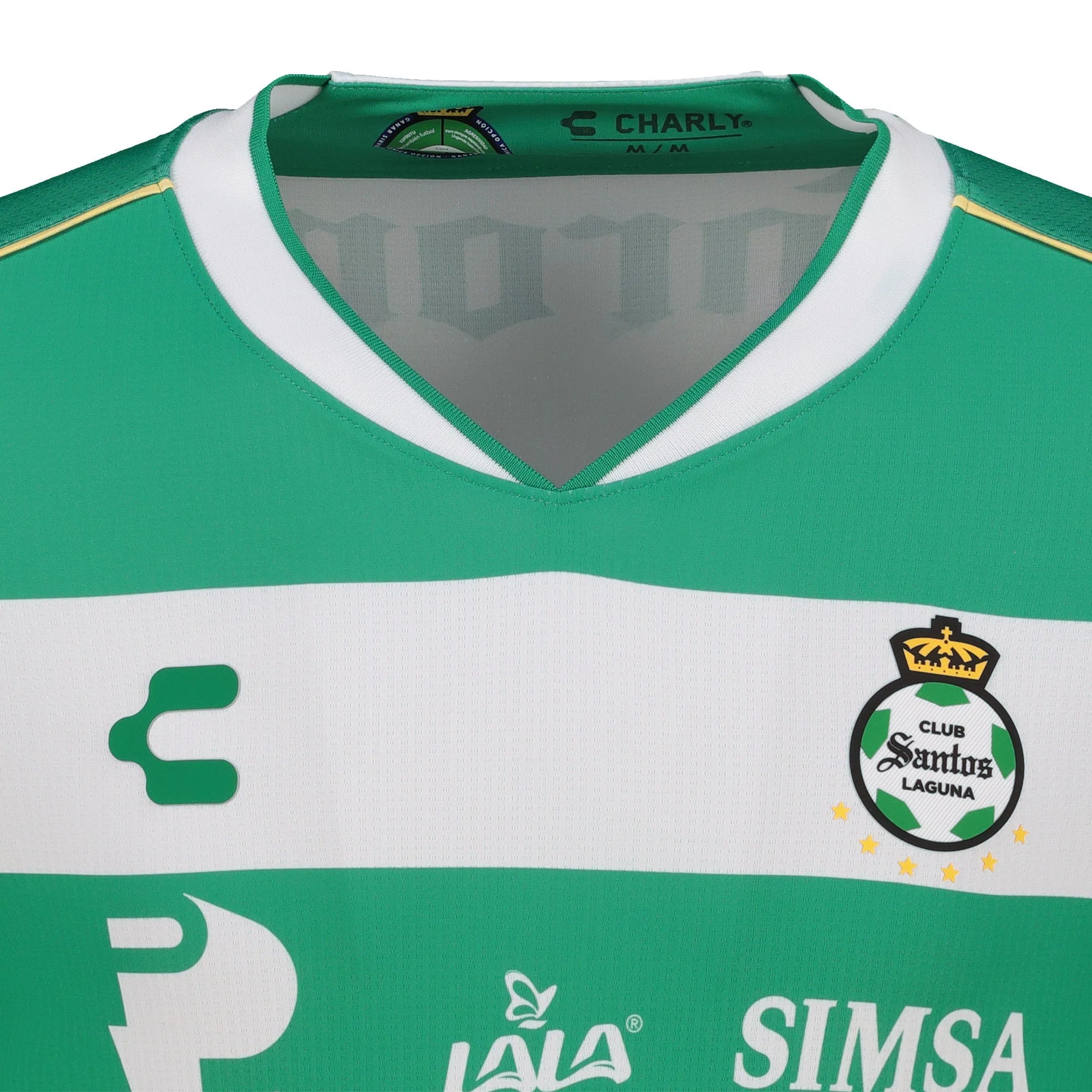 Charly Mens Santos Home Soccer Jersey 2025 Green White