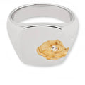 Mined Ring Large Diamond S925 Sterling Silver with 18K Gold Plating