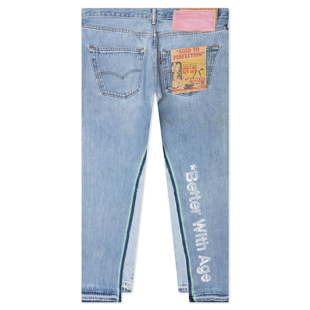 Sham Hand Beaded Double Wide Denim Indigo