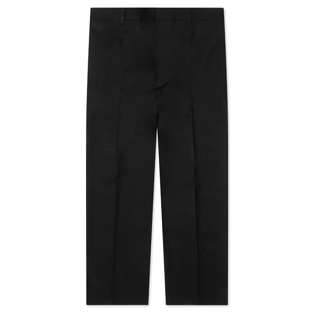 Wide Leg Gabardine Wool Trousers Black