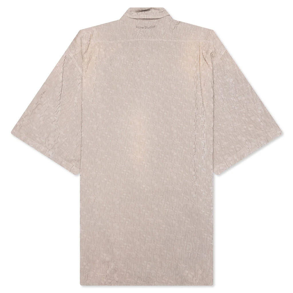 Monogram Button Up Shirt Warm Grey