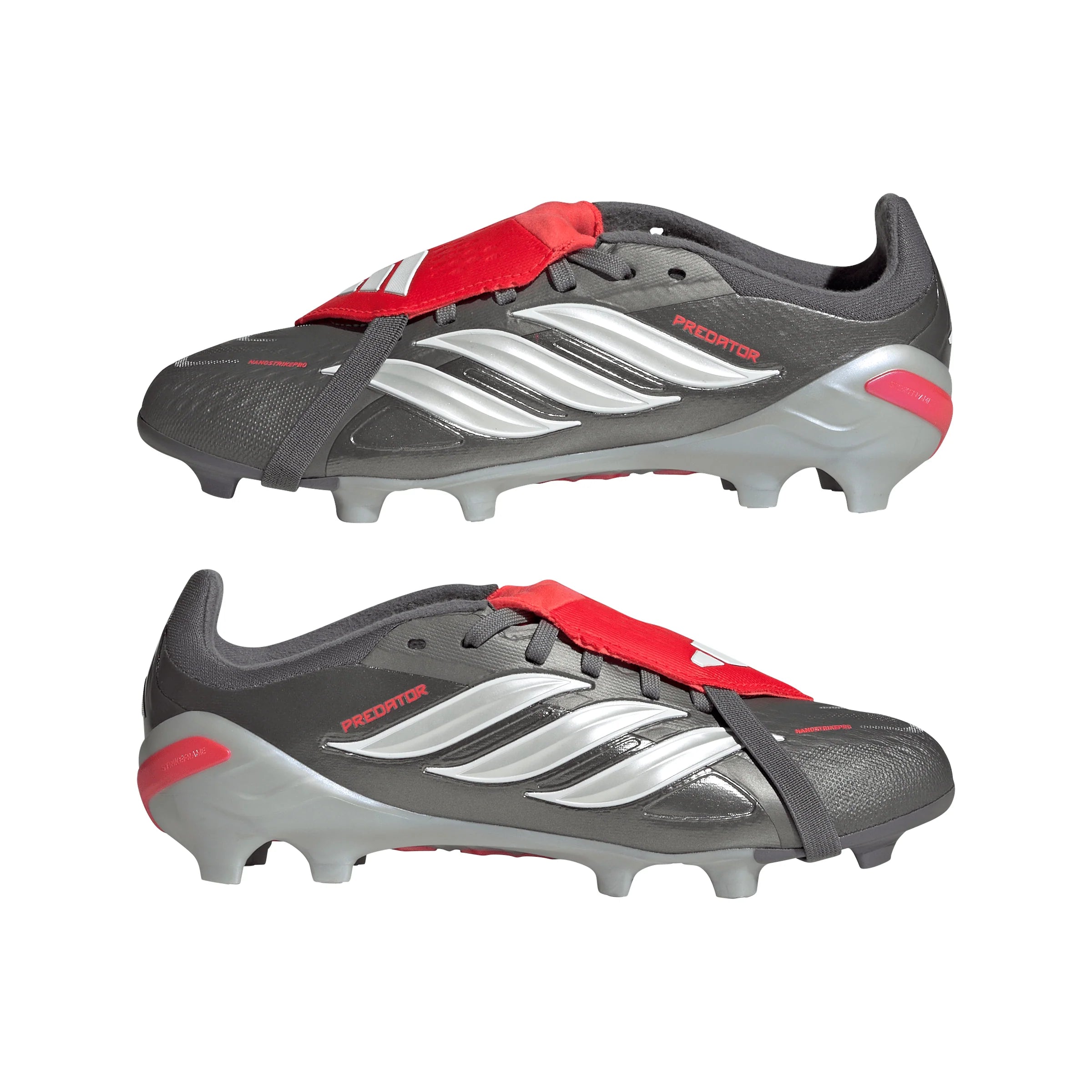 adidas Predator Elite Fold Over Tongue FG Youth Soccer Cleats Grey Red