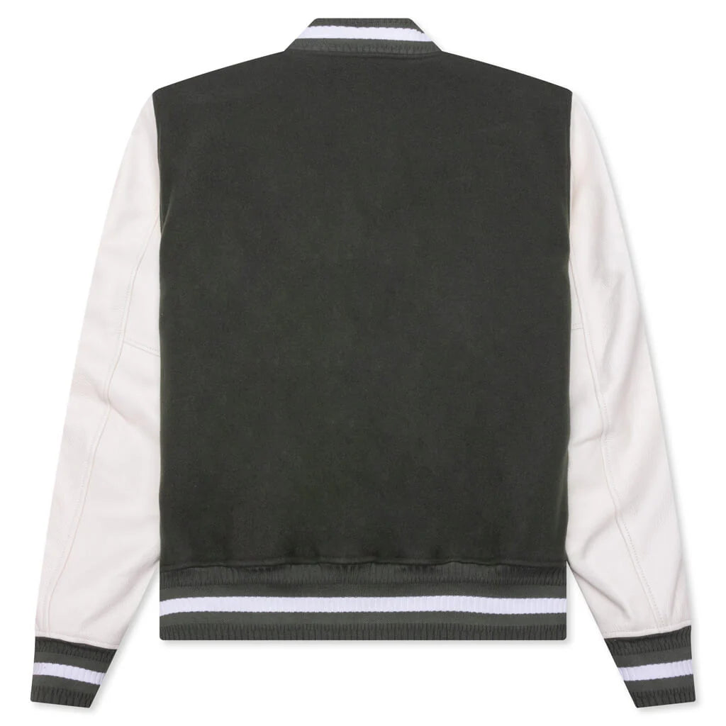 Varsity Wool Grained Leather Greyish Green