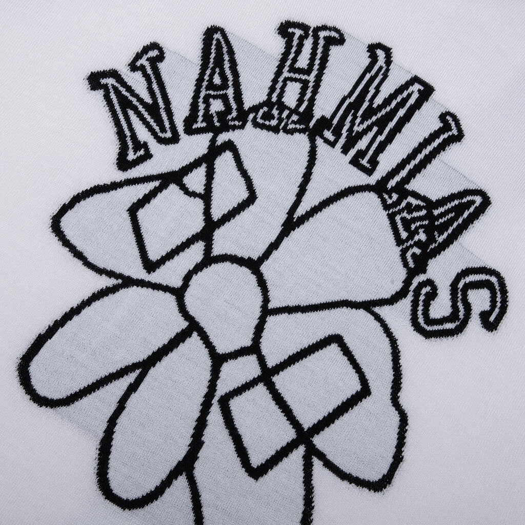 Knit Flower Boxy Tee White